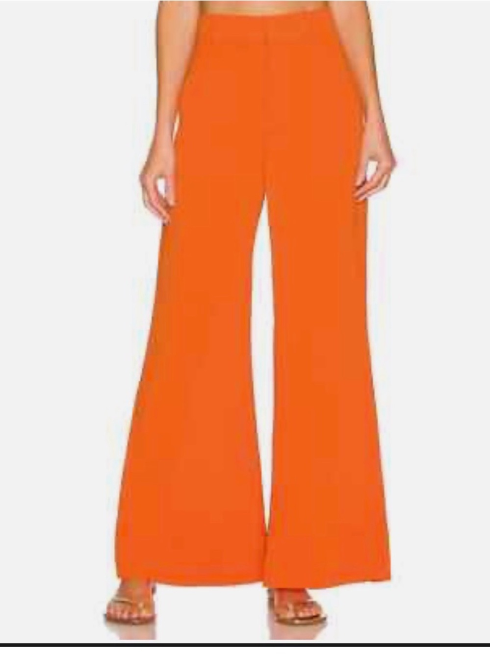 SOLID & STRIPED High-Waist Wide-Leg Trousers in Bright Orange
